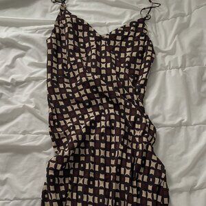 EUC DISSH Emmy slip maxi dress in mahogany geo print
